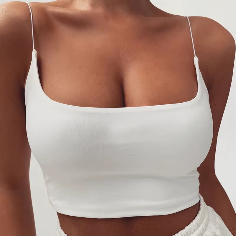 Womens Summer Camis Tanks Tops Sleeveless Cotton Bustier Unpadded Bandeau Bra Vest Crop Top Seamless Tees