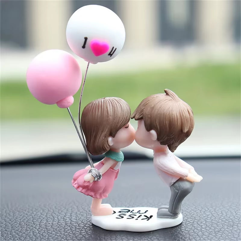 Car Accessories Cute Cartoon Couples Figure Figurines Balloon Ornament Resin Love Cute Cartoon Dashboard Accessories