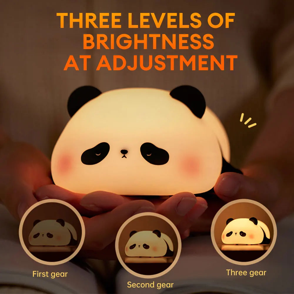 Cartoon Silicone Panda Night Light Touch Dimming Bedside Light Rechargeable Baby Sleep Lamp Animal Table Lamp Timing Pat Light