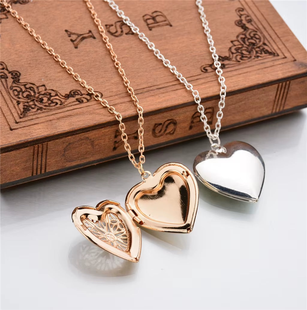 Heart-Shaped Photo Frame Pendant Necklace Charm Openable Locket Necklaces Women Men Jewelry New Brand Fashion Jewelry Gift